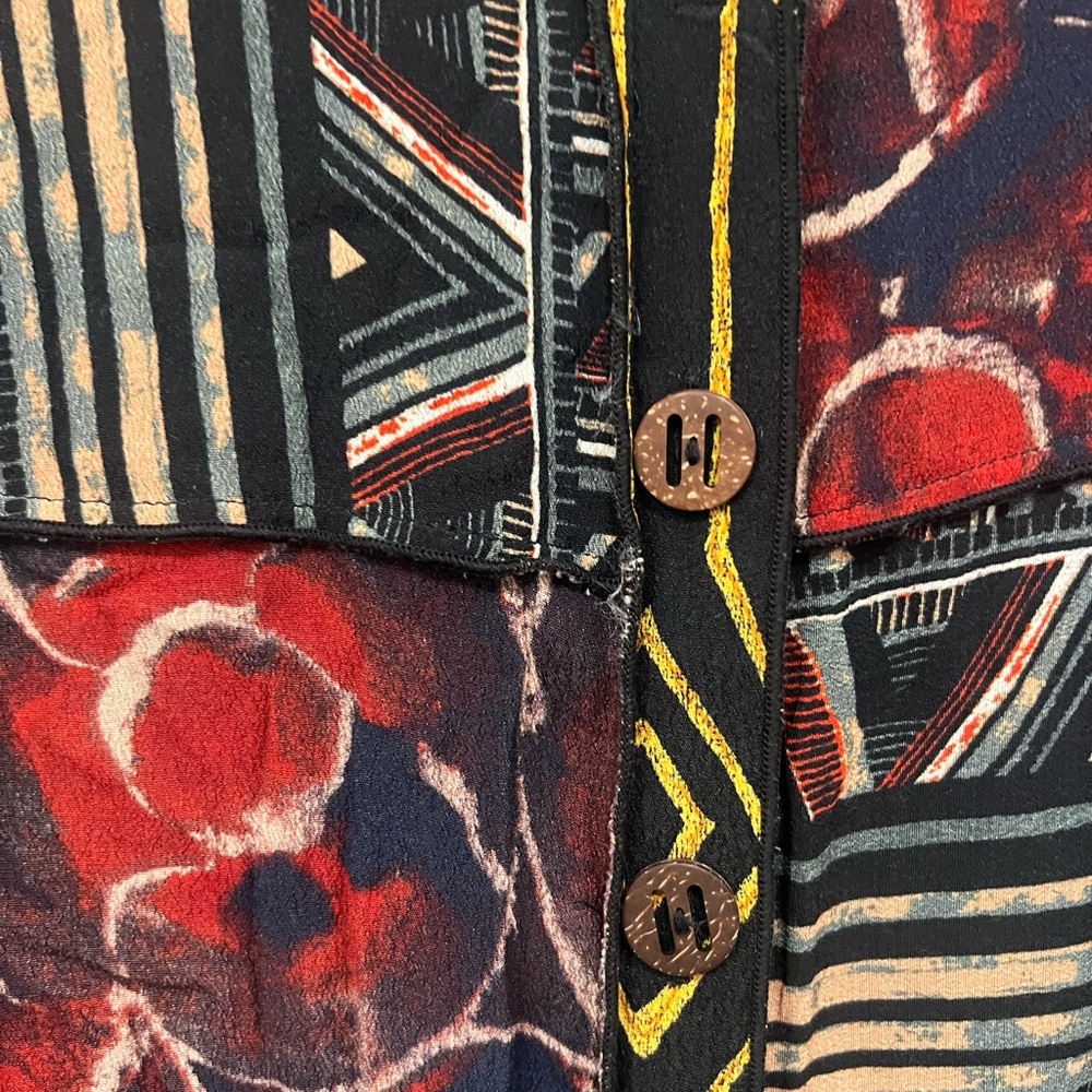 John Mark Multicolor Patchwork Button-Down Tunic … - image 3